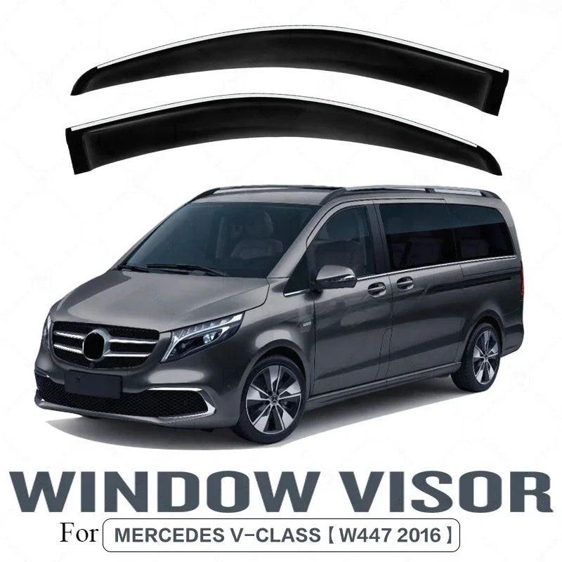 For Mercedes V-Class W447 16-2024 Chrome Window Trim Accessories Weathershies Weathershields Wind Rain Guard Shades Accessories