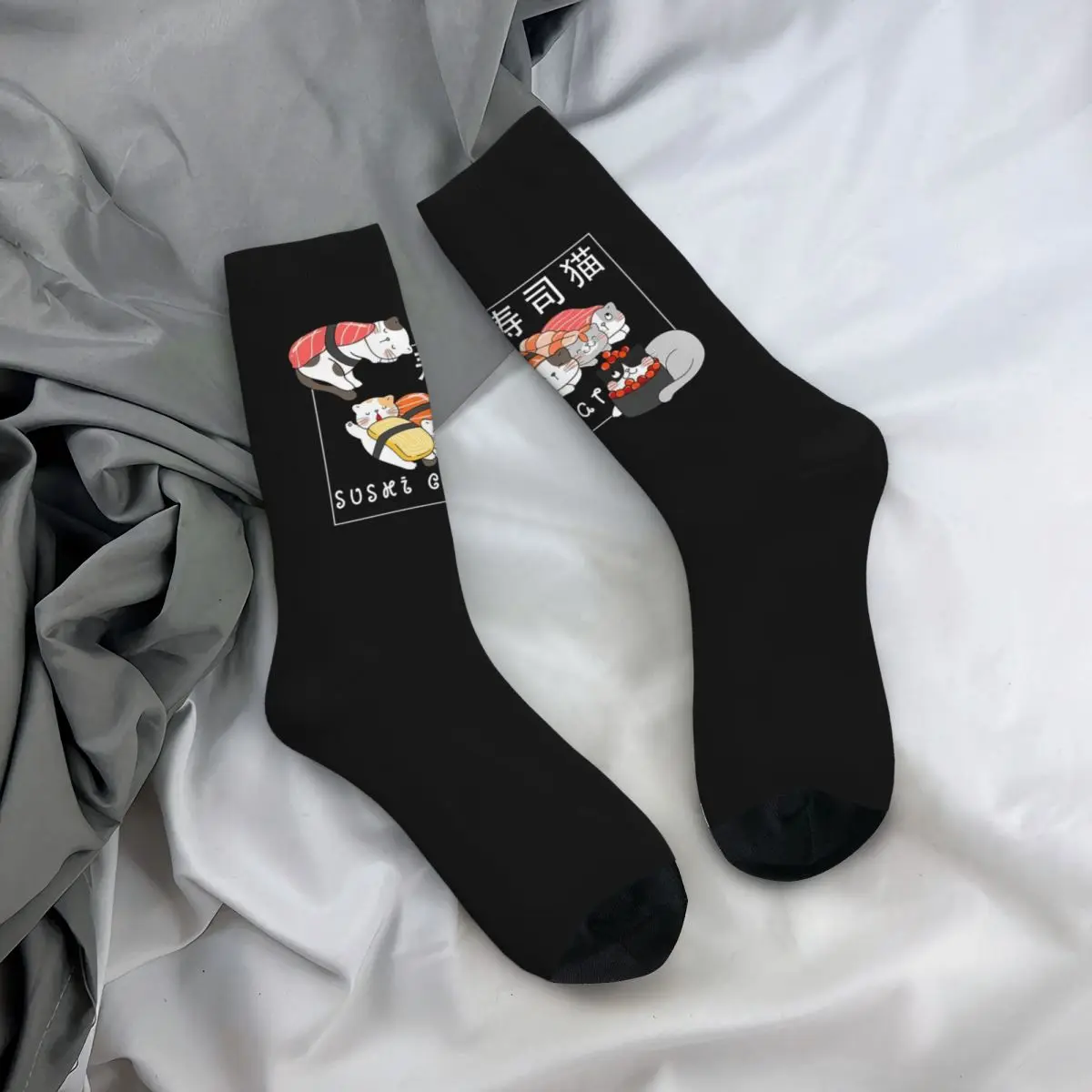 

All Seasons Crew Stockings Cute Japanese Sushi Themed Pattern Socks Crazy Hip Hop Long Socks for Men Women Valentine's Day Gifts