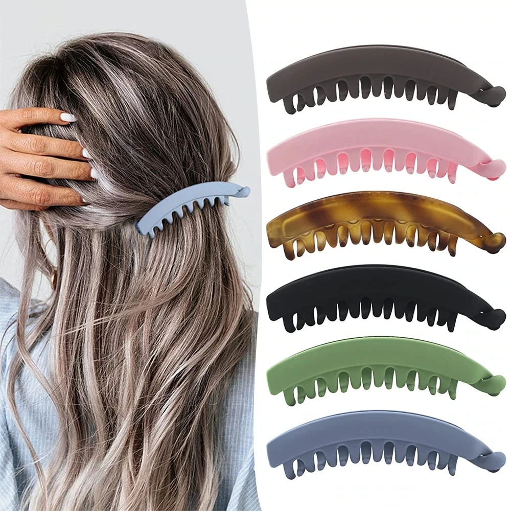 

Fashion Large Banana Hair Clips Solid Color Frosted Hair Claws Classic Women Non-Slip Ponytail Barrettes Hairpins For Fine Hairs