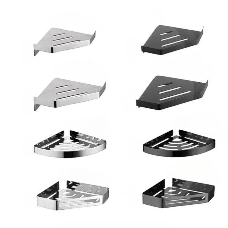 1 Pc สแตนเลสสตีล Perforated ขาตั้งกล้องห้องน้ําห้องครัวมุมชั้นวางของตกแต่งบ้านแชมพูผลิตภัณฑ์ Storage Rack