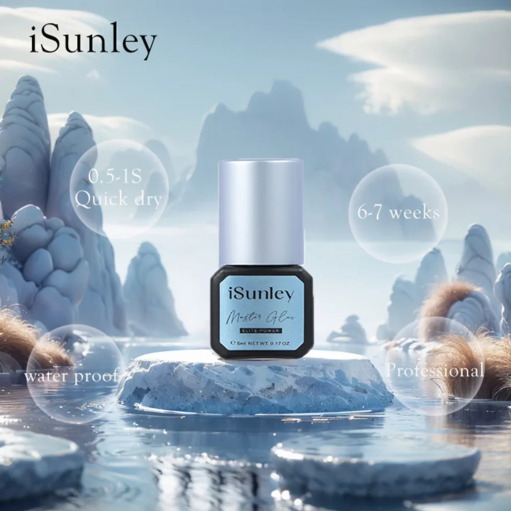 

ISunley New Master Glue 0.5 Sec Low Humidity Eyelash Extension Glue Vegan Black Hypoallergenic Waterproof Lashes Glue Cosmetics