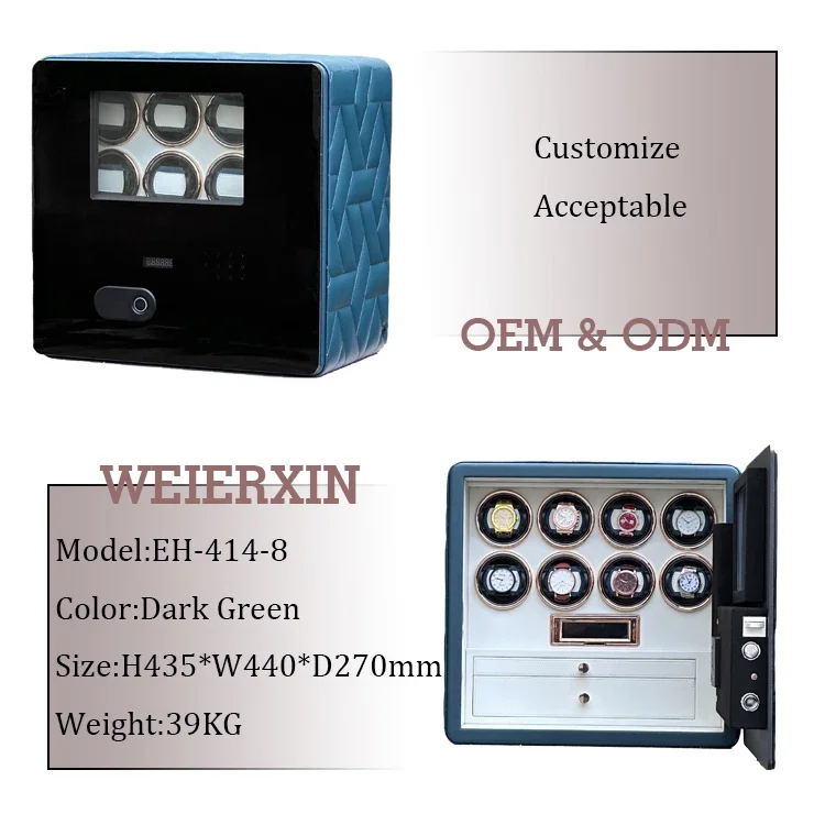 # for Original Factory Microfiber Leather 8 Watch Winders Digital Fingerprint Combination Lock Watch Deposit Safe Box