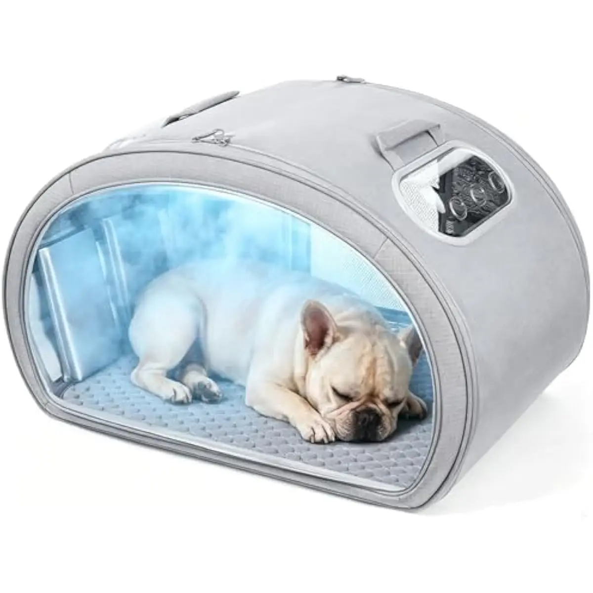Cooling Pet Dome with Reusable Gel Ice Packs Insulated Aluminum Interior 360° Transparent View Portable Foldable Cat House Venti