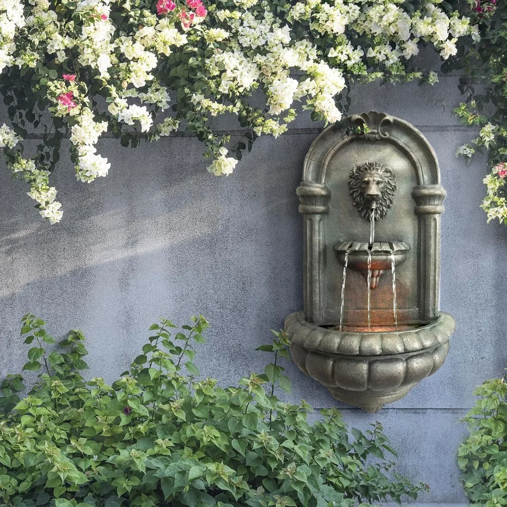 Imagem -06 - Wall-mounted Lion Head Stone Led Fonte de Água para Jardins Paisagismo Pátio Varandas Fontes ao ar Livre 321