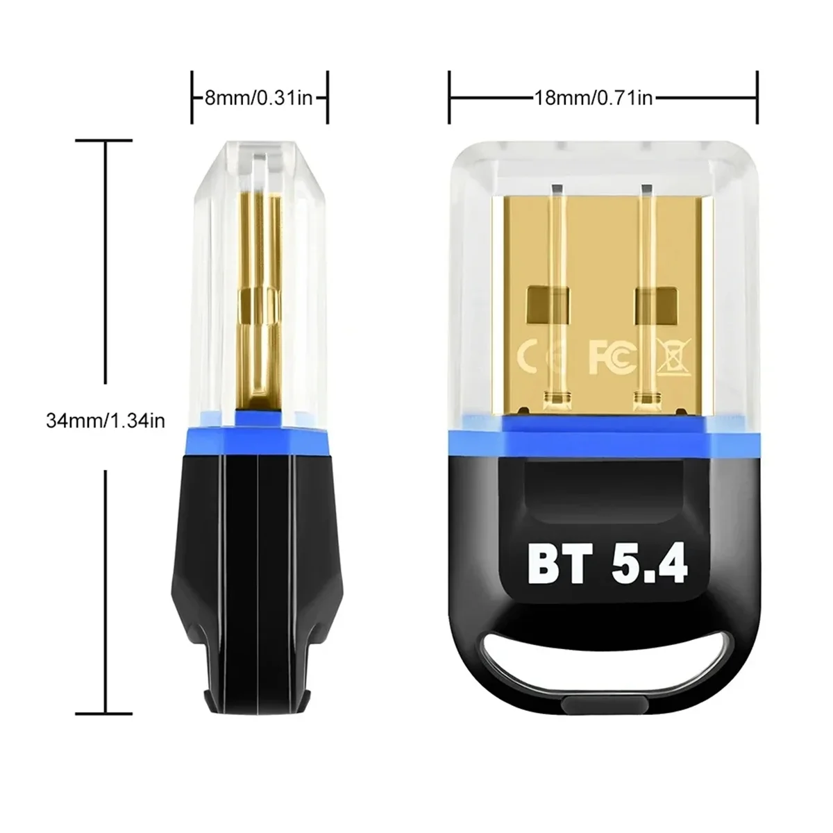 USB Bluetooth 5.4 Dongle Adapter for PC Wireless Mouse Keyboard Speaker Music Audio Receiver Transmitter Bluetooth