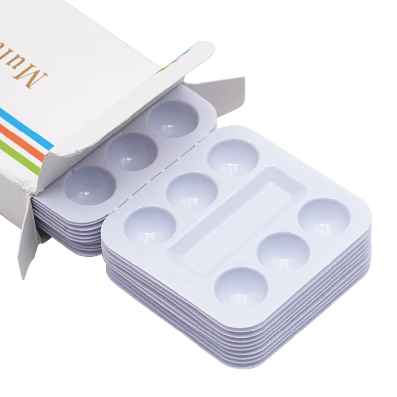 

1box White Plastic Watercolor Palette Pigment Tray Color Palette Holder Rectangular Paint Tray Paint Mixing Palette