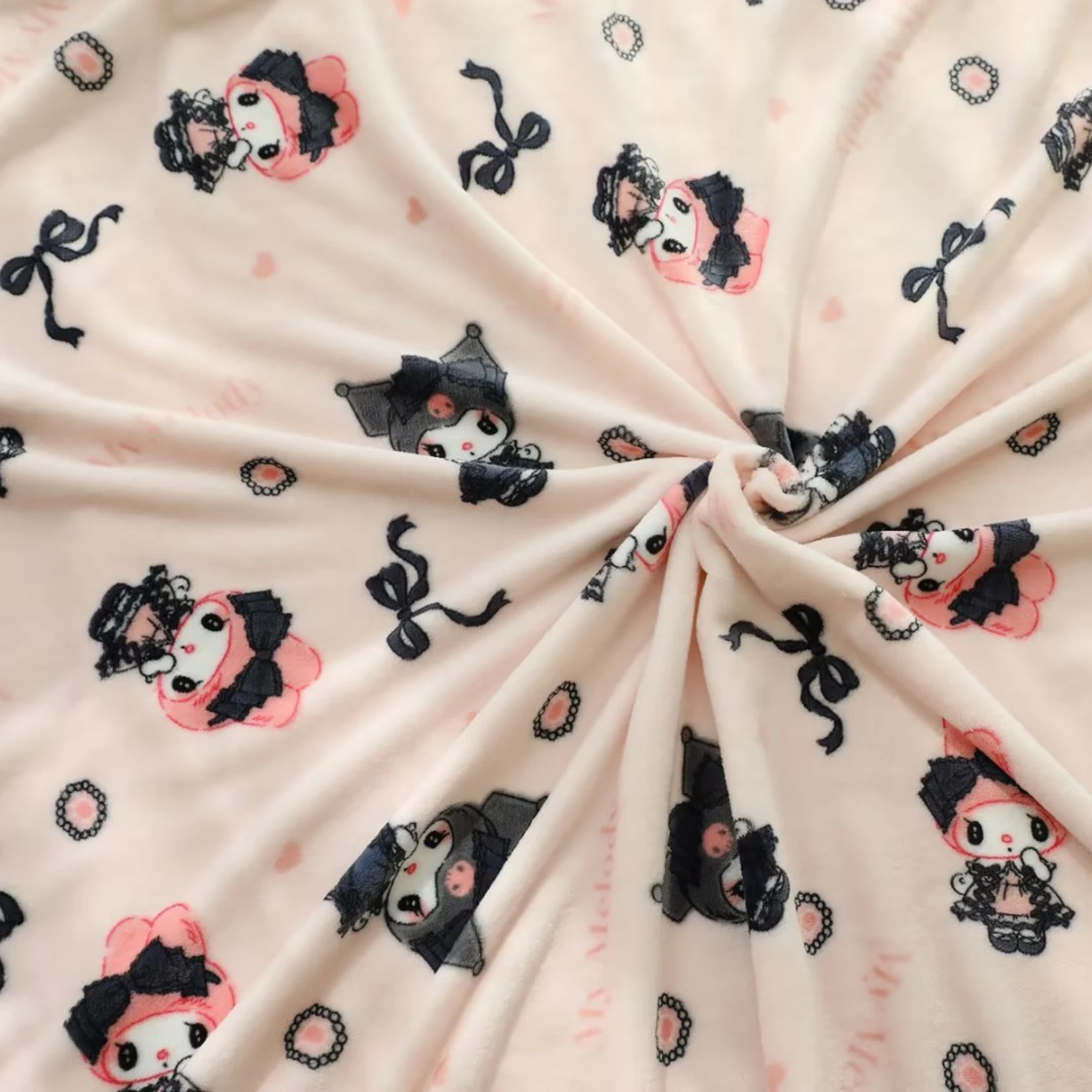 Kawaii Mijn Melodie En Lolita Kuromi Deken Enkele Maat Koraal Fleece Deken Dutje Deken Comfortabele Bedsprei Beddengoed Quilt Meisje