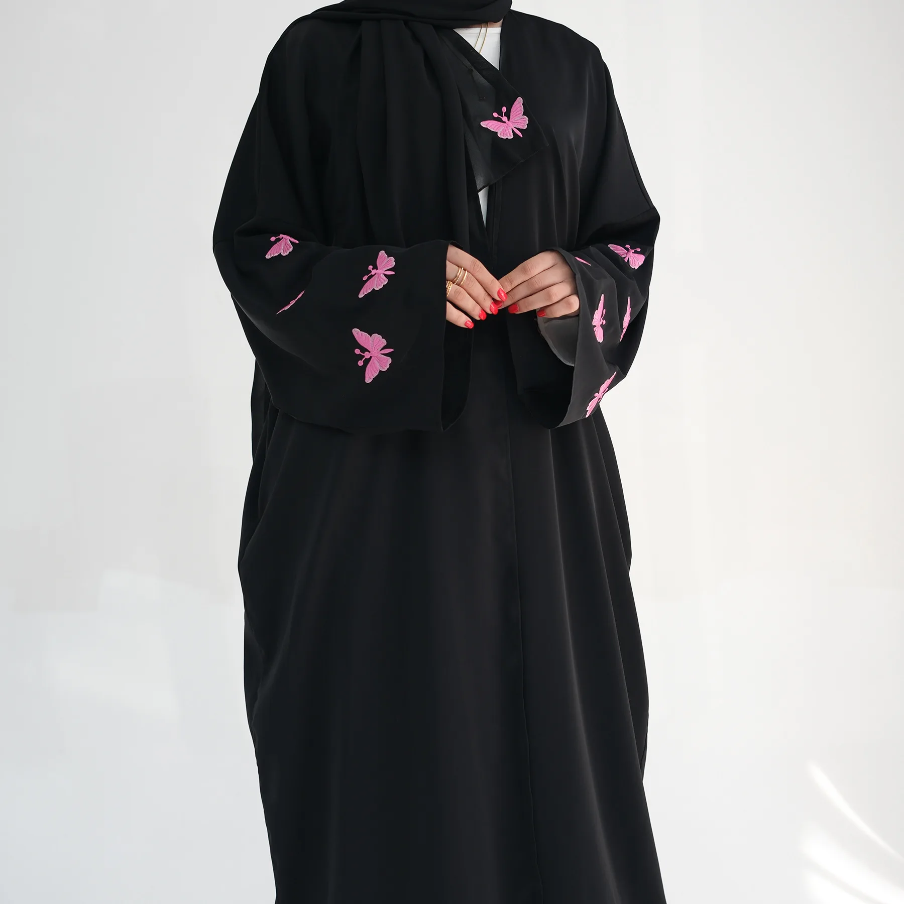 Ramadan Open Butterfly Embroidery Kimono Abaya Dubai Turkey Islam Muslim Dress Abayas Women Kebaya Kaftan Robe Musulmane Femme