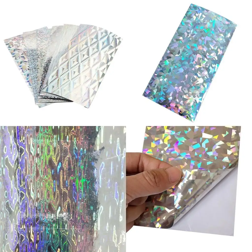 

652F 10Pcs Holographics Adhesive Film Flashing Lure Tape Artificial Fish Skin DIY Jig Stickers for Fishing Lure DIY