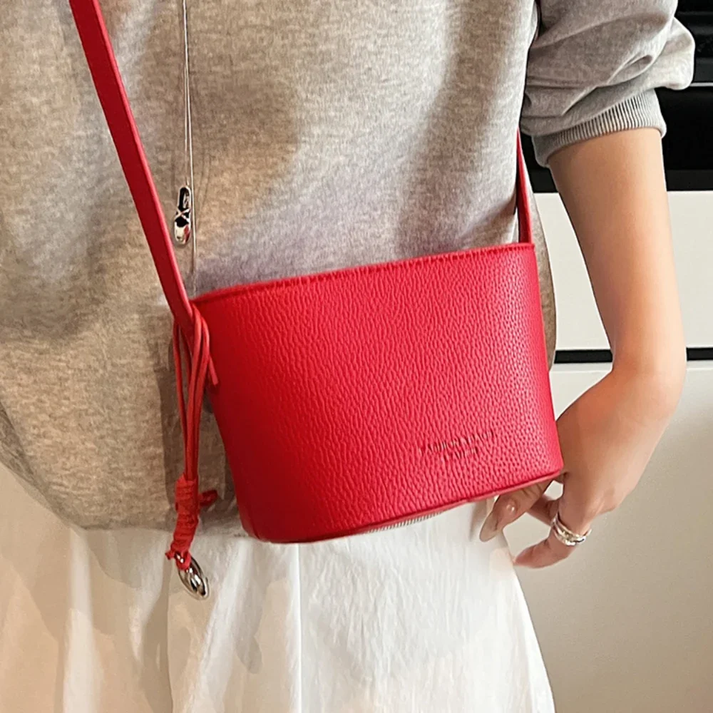 Lychee Pattern Solid Color Square Crossbody Bag Women's Simple Zipper Casual All-Match One Shoulder Bags Daily Commute Packs