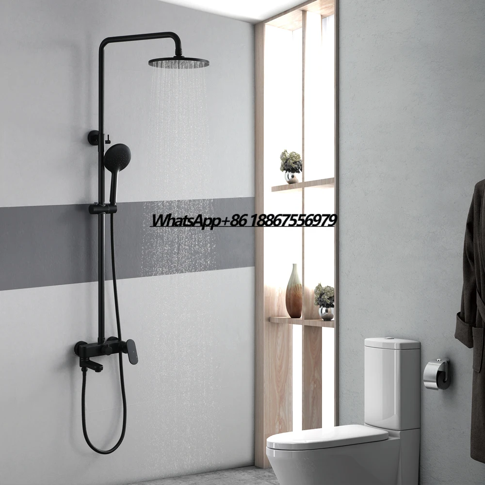 

Modern Bathroom Shower Set Hot and Cold Brass Mixer Black Shower Faucet