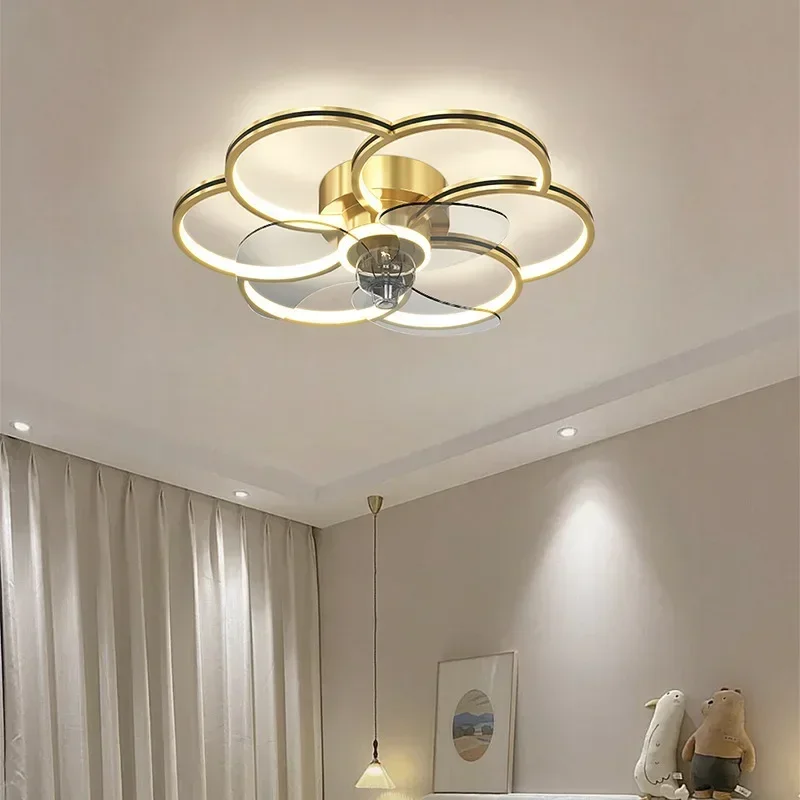 Ceiling Fan LED Light Ultra Thin Silent Electric Fan Pendant Light Living Room Dining Room Home Ceiling Fan Light Integrated