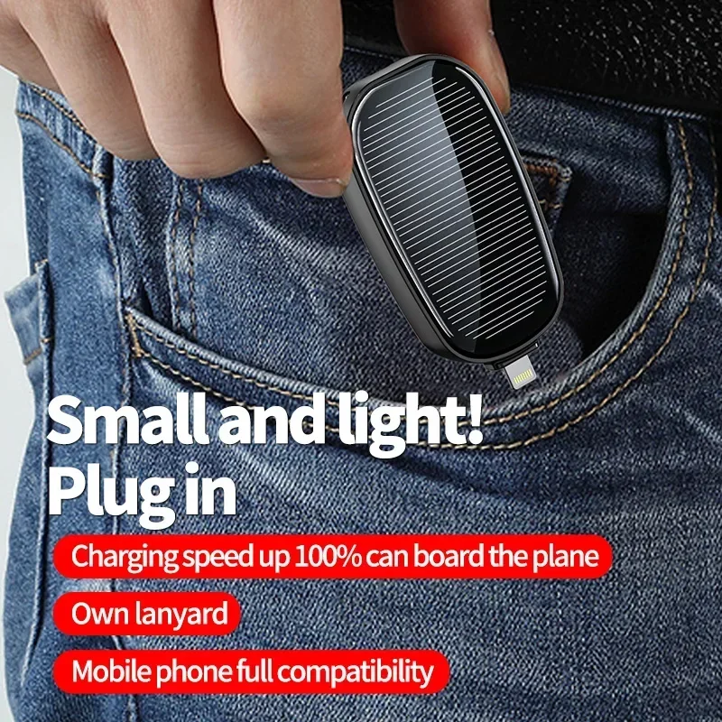 1200mAh Solar Mini Power Bank Keychain Portable Charger Outdoor Camping External Battery Fast Charging For Xiaomi Mobile Power view 4