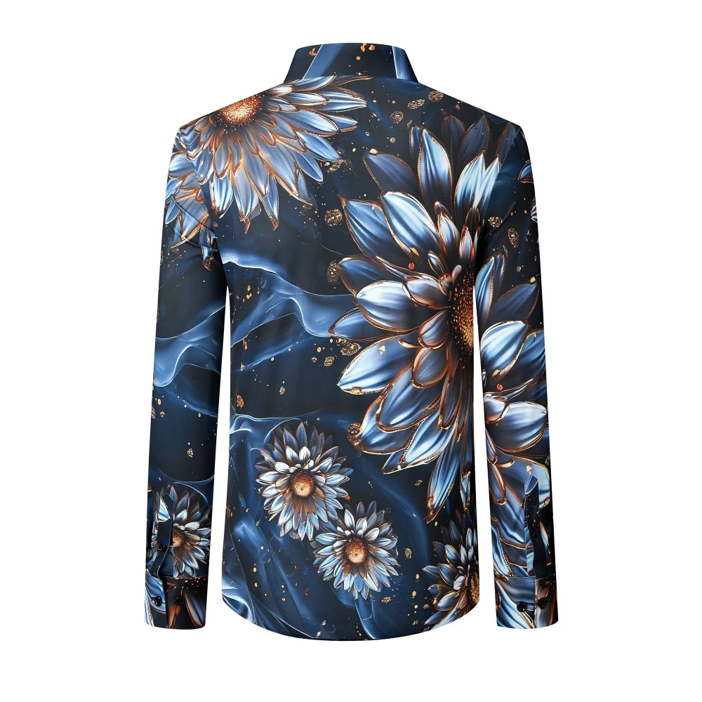 Brand Luxury Eagle Rhinestone Shirt for Men High End Long Sleeved Casual Business Social Shirt Banquet Party Men Clothing M-5XL