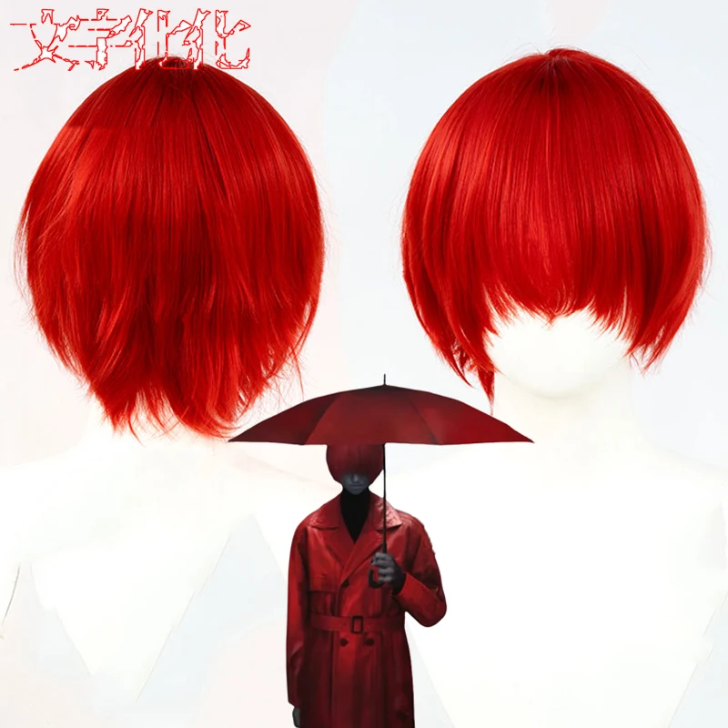 

Game Homicipher Mr.Scarletella Cosplay Wig Red Short Hair Heat Resistant Synthetic Wigs Cap Carnival Halloween Party Prop