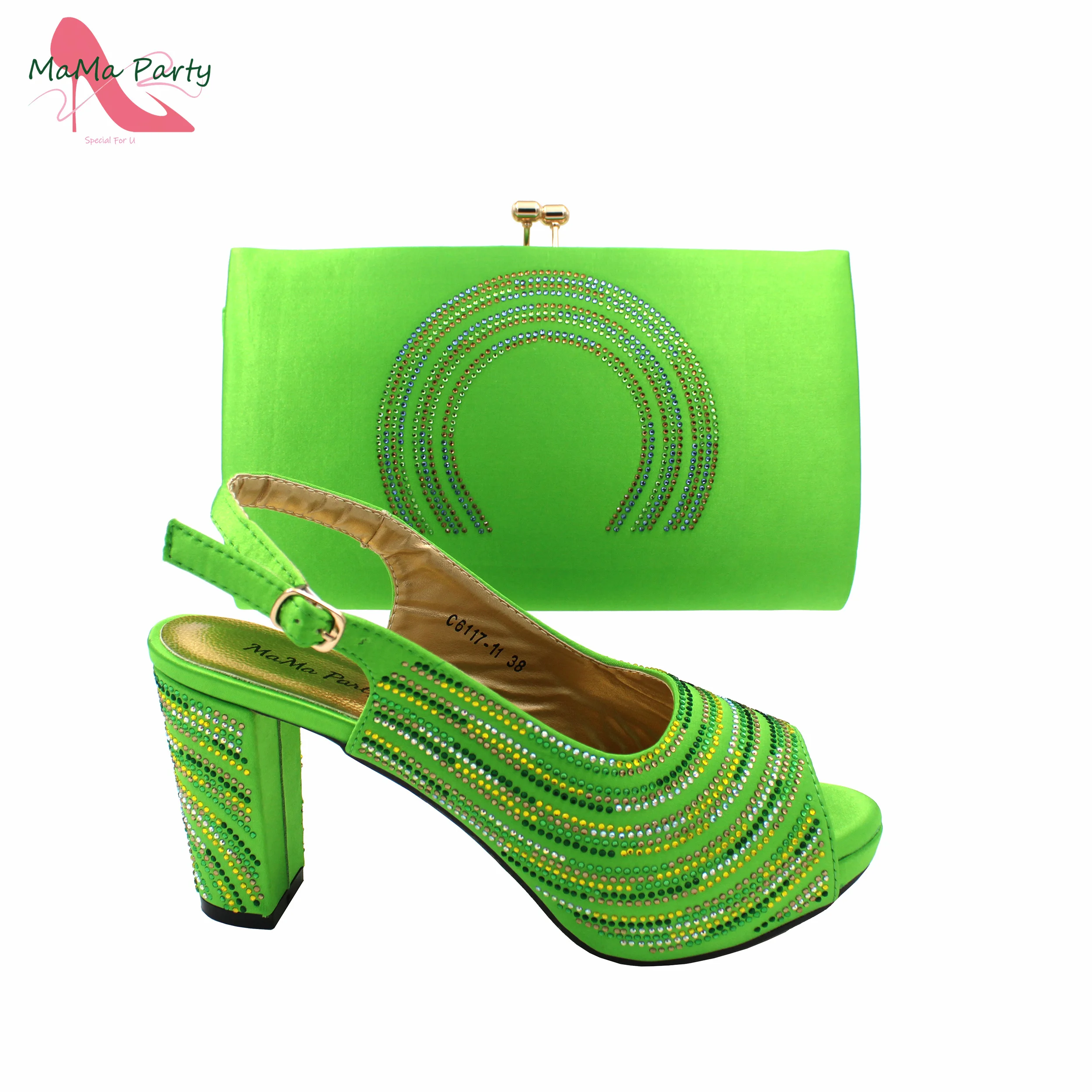 Zapatos y bolso cómodos de diseño africano, diseño especial, a juego en Color verde para fiesta, novedad de 2024