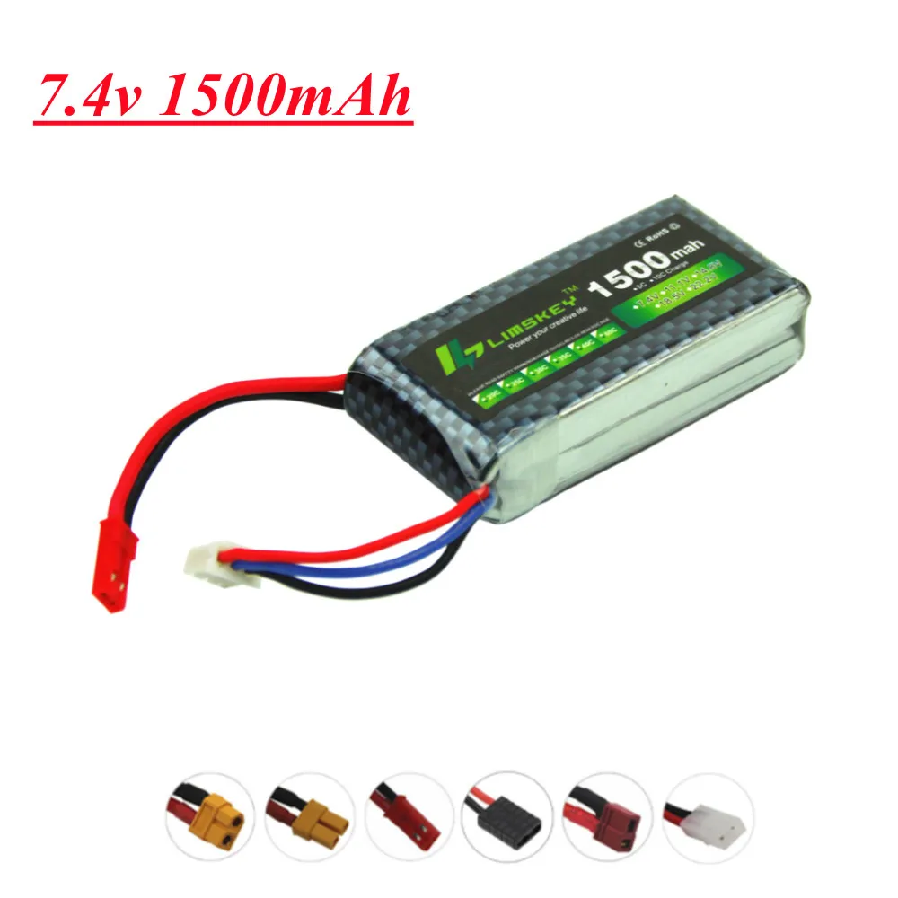 7.4V 1500mAh Lipo Battery For RC Car Boat Drone Helicopter Parts 2s Lithium battery 7.4v battery with JST/T/XT60 Plug