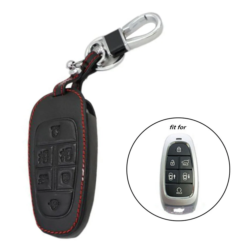100 Brand New Key Holder Leather Replacement 6 Buttons Black Extremely Light Cover Case For Hyundai Sonata Nexo