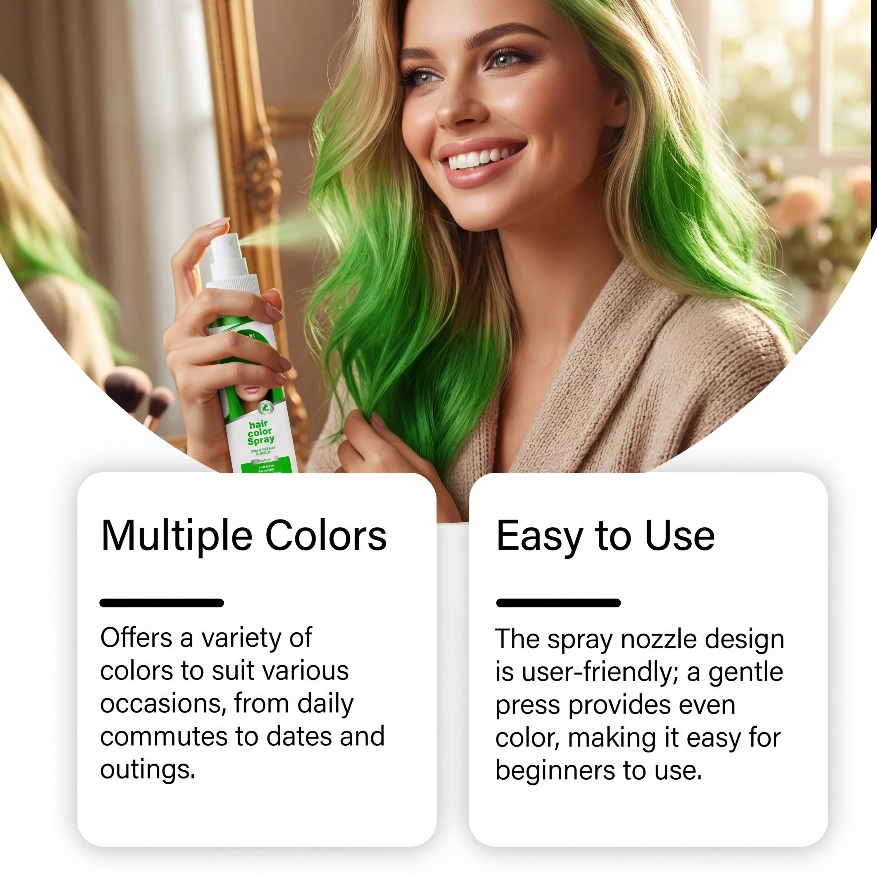 Temporary Hair Spray Fashion Coloration Parties Stage One Time Disposable Dyeing Salon Green White Washable Makeup Styling Spray