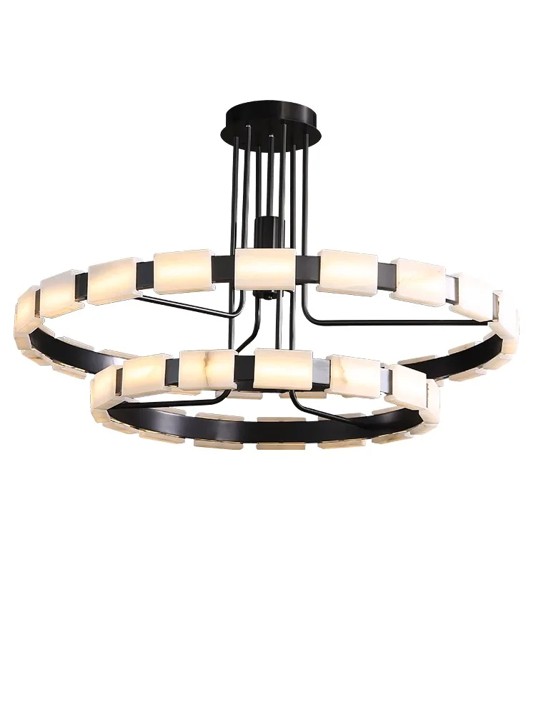 

Modern Large Real Natural Marble Chandelier Black Led Home Decoration Villa Ceiling Marble Hanging Lamps Big 2024 Lustres