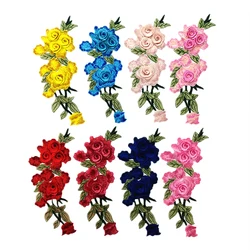 1PC Embroidery Rose Flower Sew On Patch Applique DIY Crafts Stickers for Dress Hat Bag Jeans Fashion Clothing Accessories