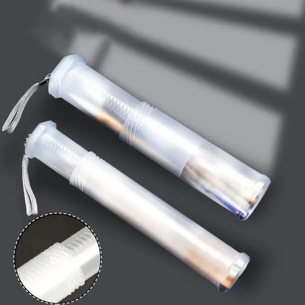 Extendable Artist Storage Tube Plastic Adjustable Length Pen Holder Translucent with Carrying Lanyard Brush Pencil Holder