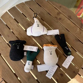 한국 틈새 수제 농장 시리즈, 뚱뚱한 양파 마늘 왕 굴 버섯 봉제 인형 가방 펜던트 키체인
