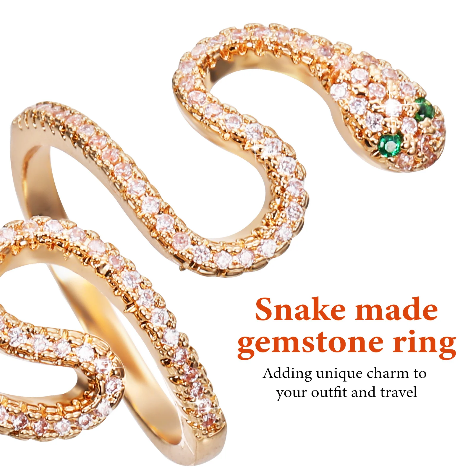 

2Pcs Snake Shaped Ring Exquisite Craftsmanship Smooth Comfortable Fit Gothic Retro Ring for Women and Men Fashionable Daily Wear