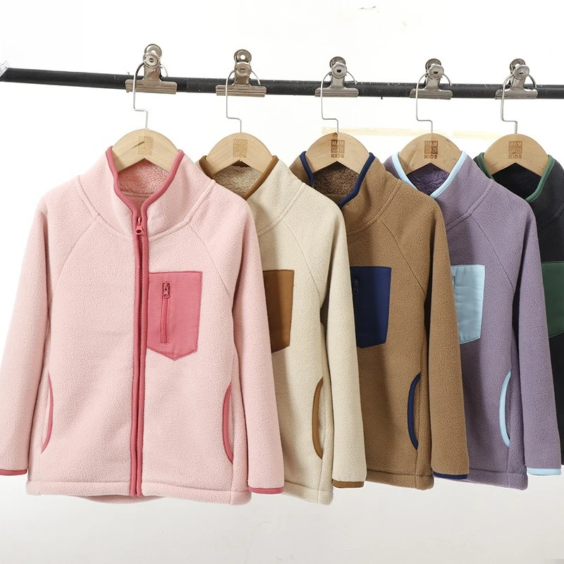 

Fleece Thick Kids Winter Jacket Casual Warm Cozy Boys Girls Outerwear School Teen Children Tops Clothes Matching Family Styles