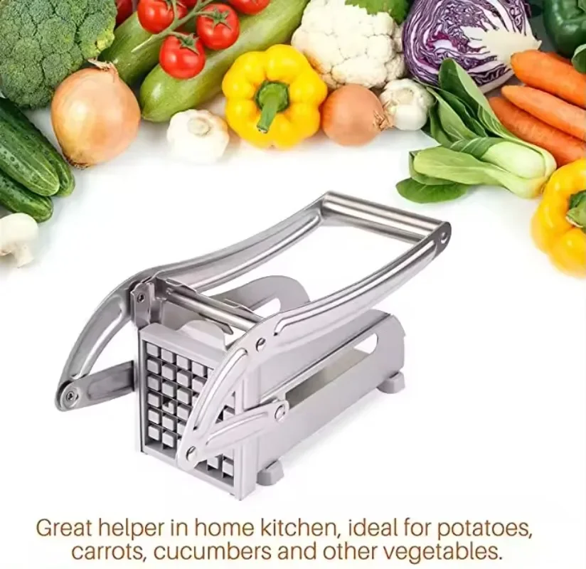 Stainless Steel Potato Slicer French Fries Machine Potato Cutter Frecnh Fries Cutter Machine for Kitchen Manual Vegetable Gadget