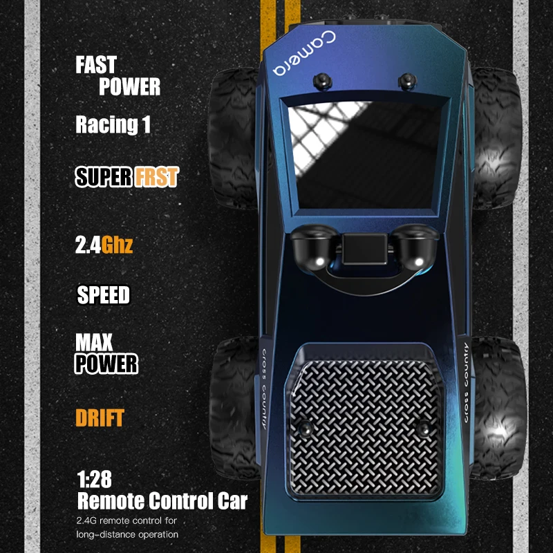 KF29 1:28 RC voiture avec caméra 2.4G APP contrôle voiture de course à grande vitesse pour Tesla camion dérive télécommande voiture électrique enfants jouet