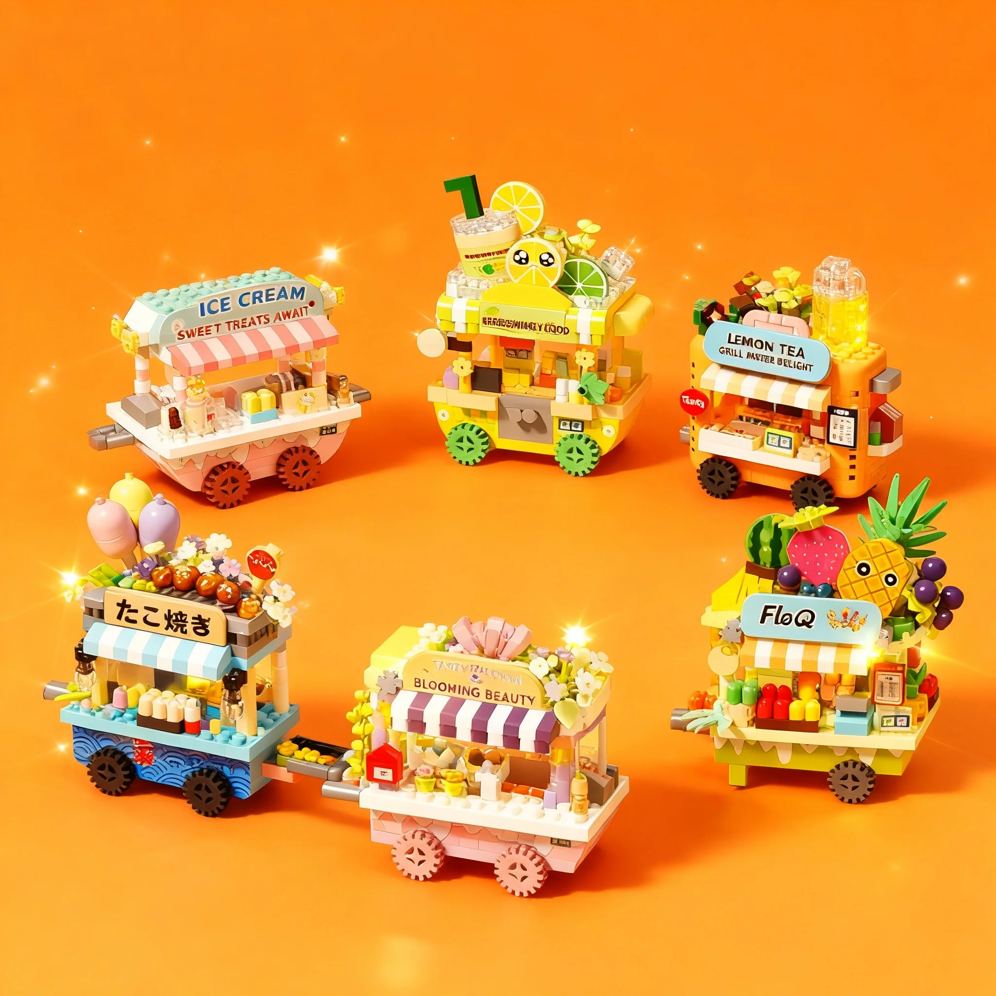 Snacks Food In Us - مجموعة مكعبات بناء للأطفال على شكل