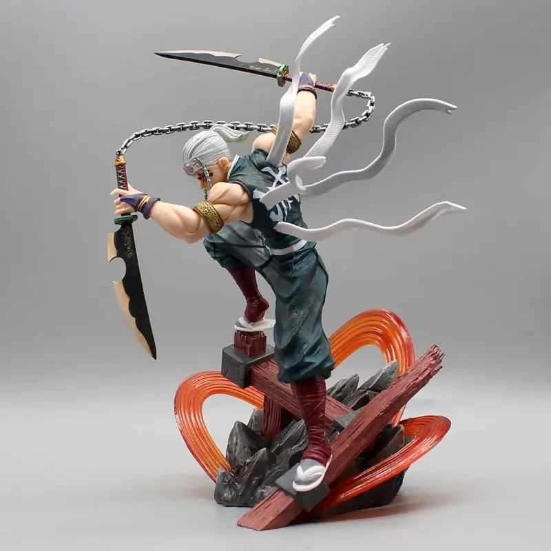 27cm Anime Demon Slayer figures Uzui Tengen 2 heads replaceable Action Figures Figurine Gk Pvc Collection Statue Model Toys Gift