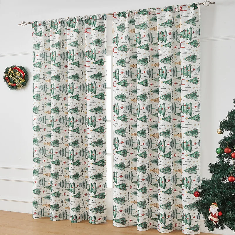 

Christmas Snowman Window Curtain Polyester Fabric Print Bedroom Curtains Living Dining Room Background Decoration Grapes Custom