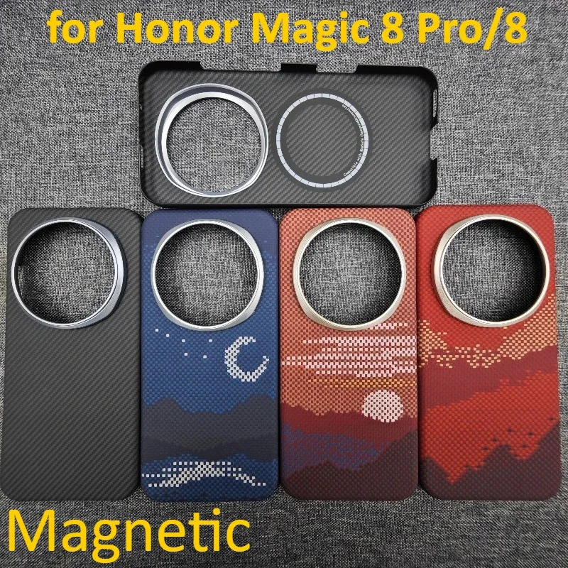 

For Honor Magic 8 Pro / Magic 8 Magnetic Carbon Case – Aramid Fiber Ultra-Thin Lightweight Cover – Slim Durable Protective Shell