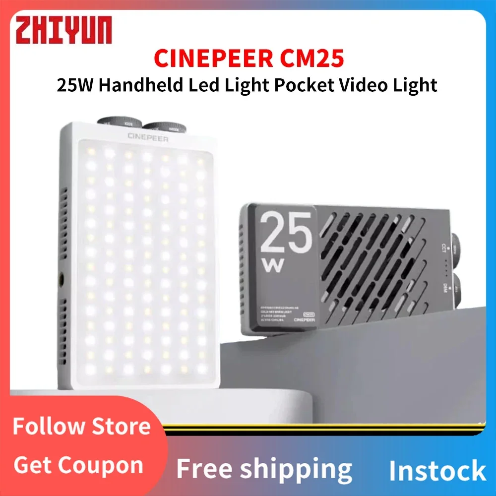 

ZHIYUN CINEPEER CM25 25W Bi Color Handheld Led Pocket Video Light On Camear Photo Shoting Fill Light Photography Lighting