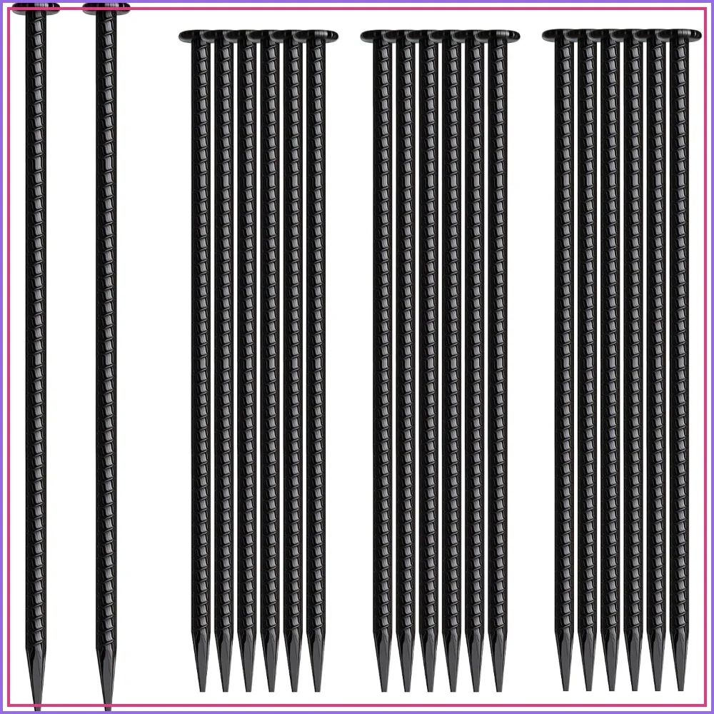 

16 Inch Heavy Duty Ground Anchors 20 Pack, 1/2" Diameter Galvanized Steel Stakes for Speed Bump, Parking Curb, Camping
