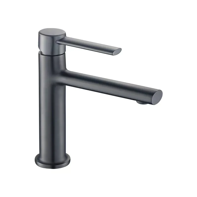 Gun Gray All Copper Vertical Faucet Table Under The Basin Basin Washbasin Anti-splash Soft Water Hot and Cold Faucet