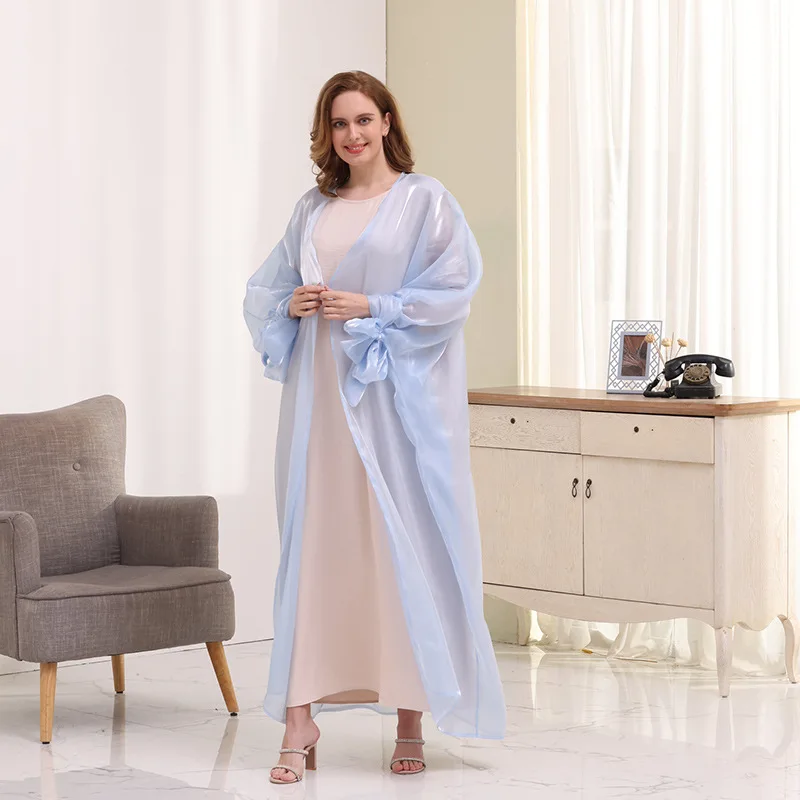 

Puffed Sleeve Cardigan Abayas for Women Femme Musulmane Open Dubai Abaya Summer Elegant Kaftan Turkey Islam Clothing Vestidos