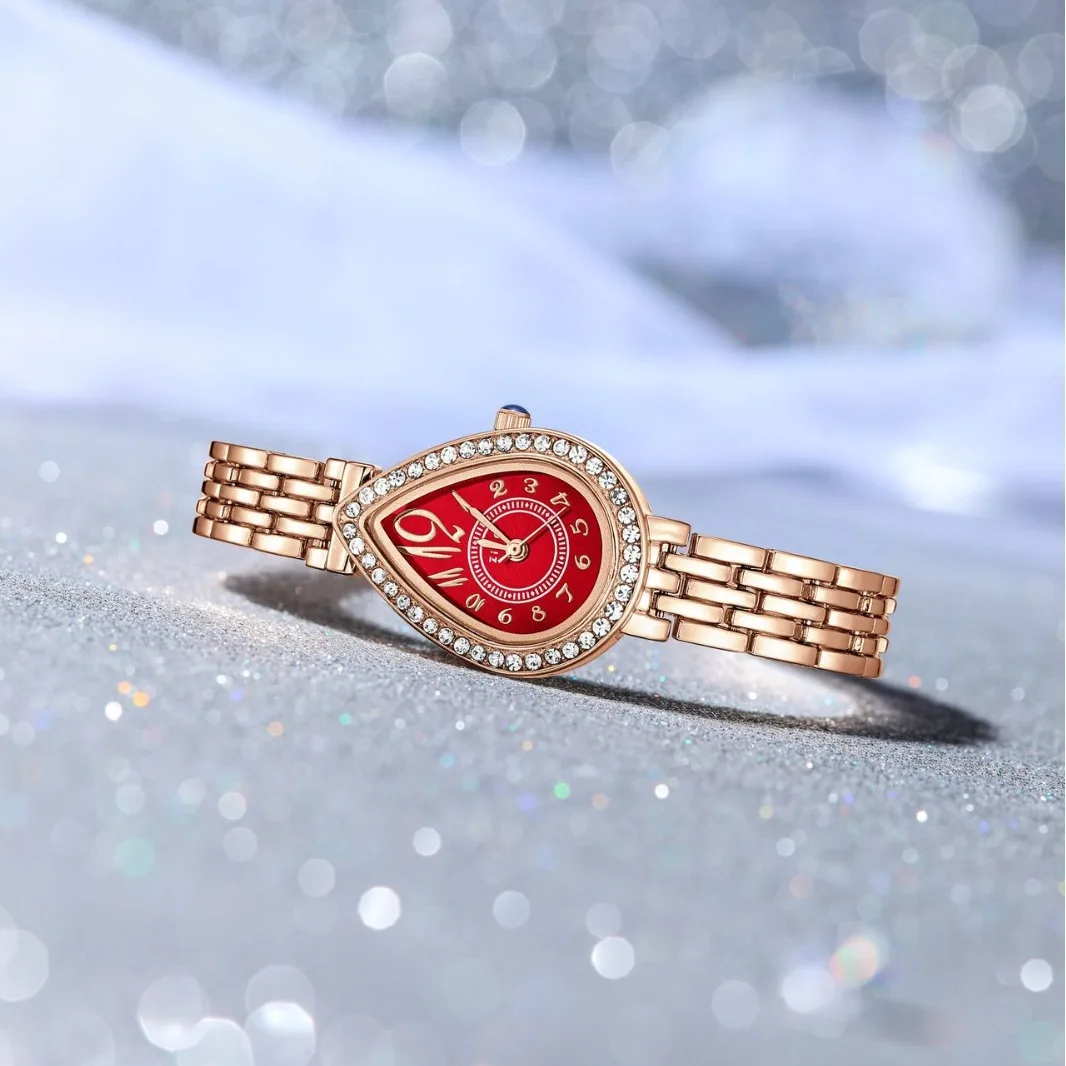 

UTHAI CQ485 Новые модные женские часы с бриллиантовой инкрустацией в форме капли, легкие роскошные и высококачественные художественные кварцевые часы