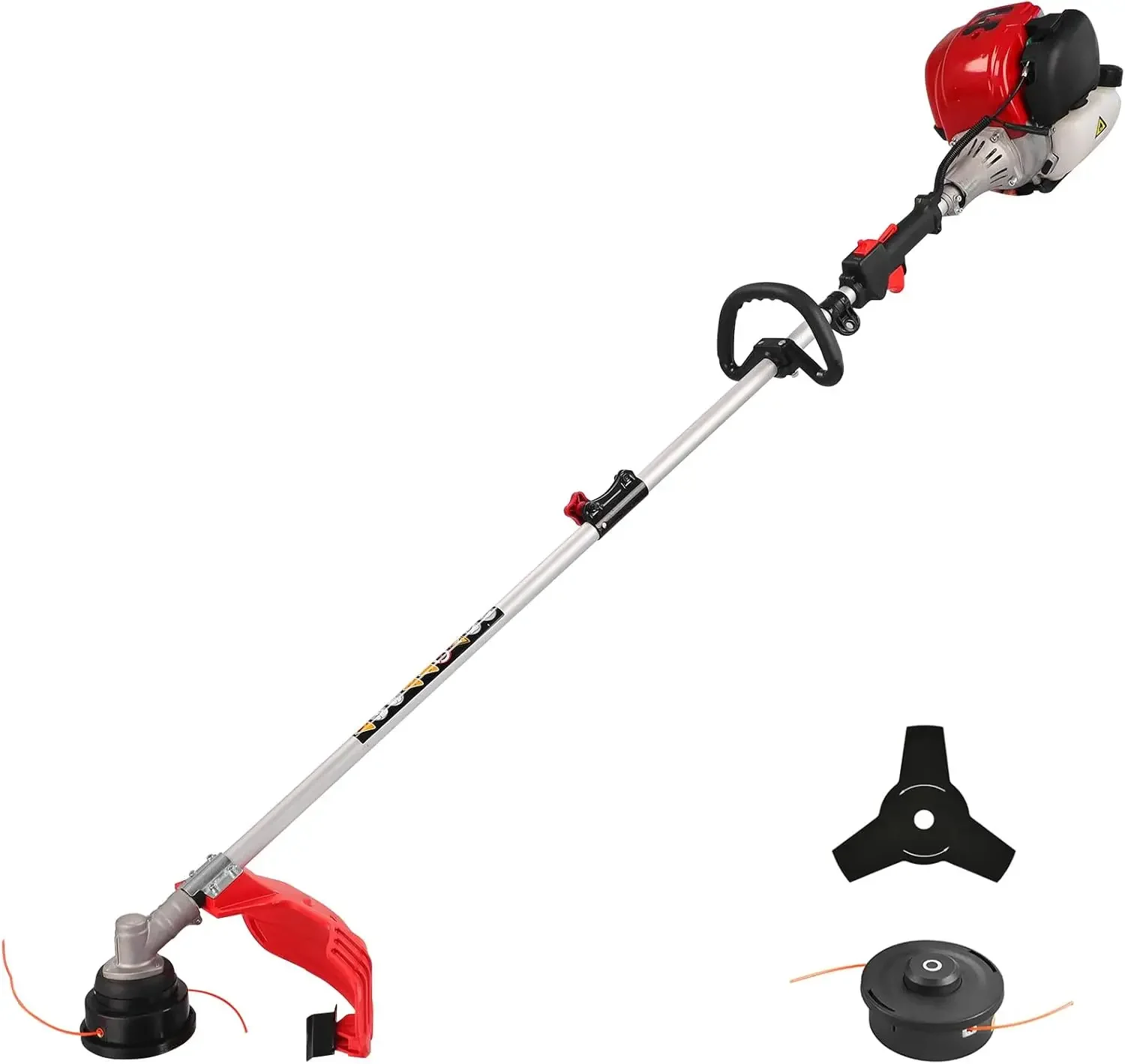 4 Cycle 37cc Weed Wacker Gas Powered, 3 in 1 Detachable Straight Shaft Multipurpose Trimmer with 16