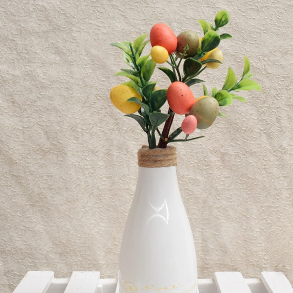 

3Pcs Green Leaf Colorful Eggs Easter Bouquet Artificial Flowers Decorative Branches for DIY Craft Home Wedding Party Vase
