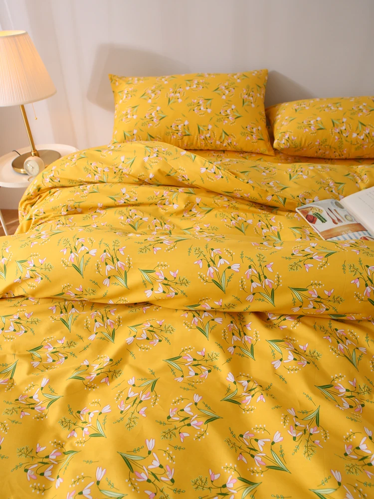 

Original Small Chrysanthemum Pure Cotton Bed Sheet Single Piece Autumn Winter Floral Print Style Bedding Cover Pillowcase