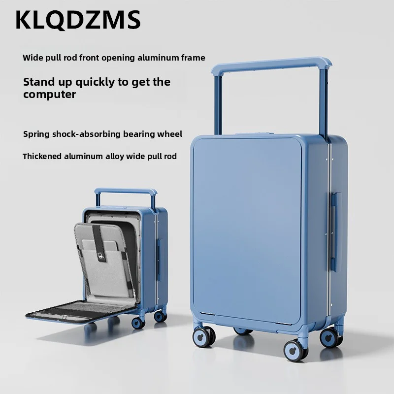 KLQDZMS High Quality Suitcase 20"24 Boarding Box Large Capacity PC Trolley Case Multi-function Front Opening Laptop Luggage