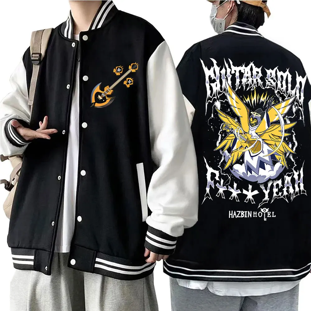 

Аниме Hazbin Hotel Guitar Solo Adam Minerall Бейсбольная форма Куртка с капюшоном унисекс Harajuku