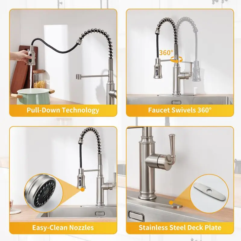 Modern Touchless Infrared Kitchen Faucet: Sleek Stainless Steel Design for Water-Saving and Hygienic Cooking Solutions