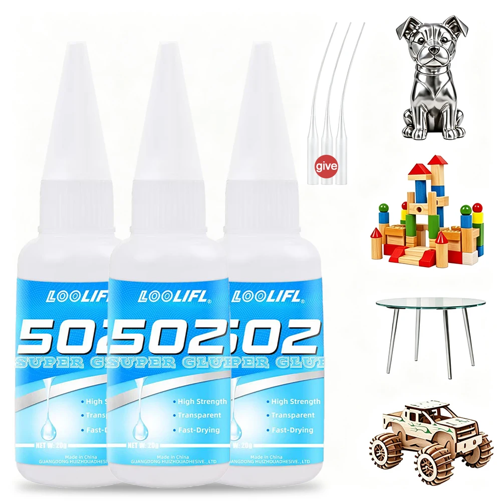502  Super Glue 20g Instant Adhesive Fast Drying Transparent Cyanoacrylate Glue for Wood Metal Plastic Ceramic Rubber DIY Repair