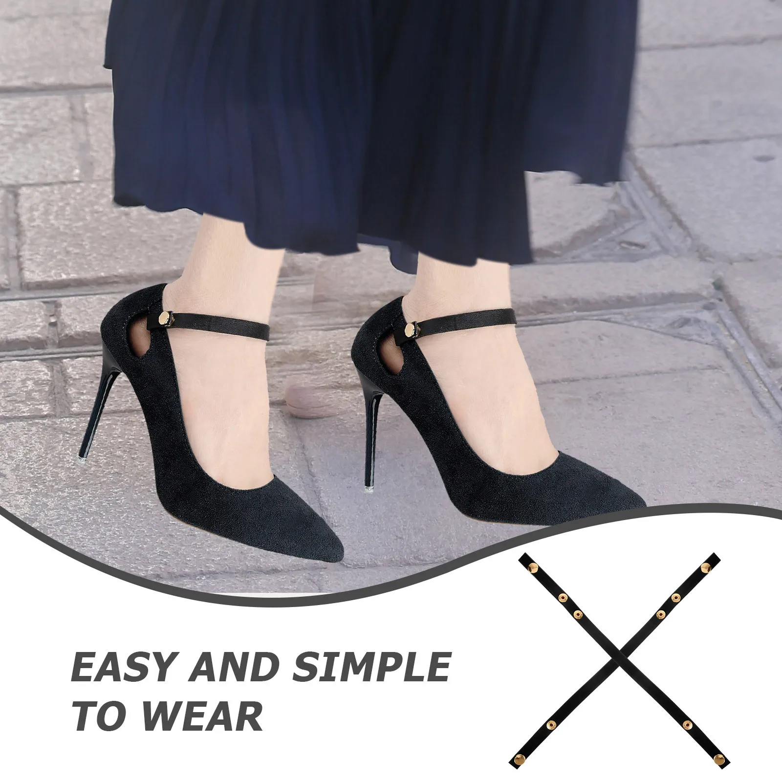 

1 Pair Snap Button Women Shoes Strap Adjustable Heel Straps Pu Replacement Ankle Straps For High Heels Pumps Snap Button