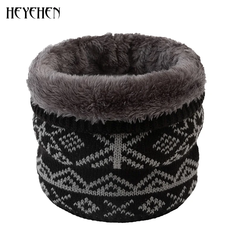 Winter Snowflake Unisex Knitted Warm Scarf Autumn Ring Women Bandana Scarf Fleece Men Headband Neck Shawl