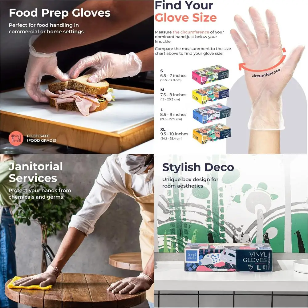 

2000 Pack Large Disposable Vinyl Gloves, Powder-Free, Suitable for Kitchen, Bathroom, Household, and Gardening
